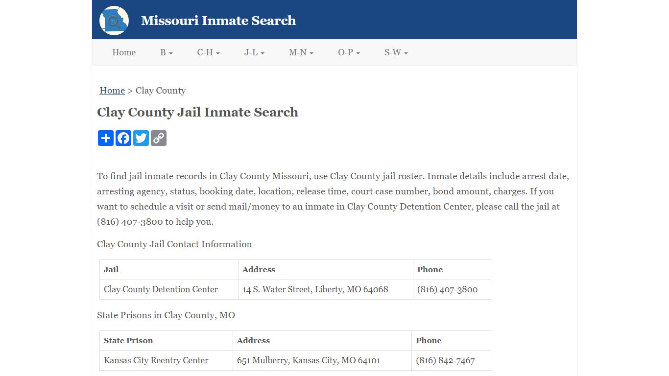 Clay County Jail Inmate Search